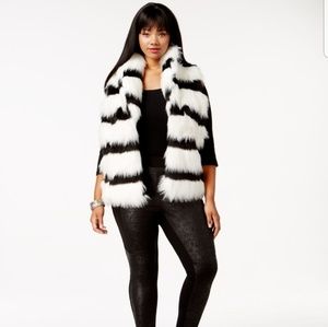 JouJou Faux Fur Vest 3X Black & White